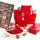 24 Adventskalendertüten zum Befüllen rot mit Aufkleber Zahlen Klammer aus Holz - DIY Adventskalender Tüten