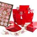 24 DIY Adventskalender Tüten 14 x 22 cm zum selbst Befüllen rot mit Zahlenklammern 