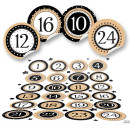 24 rote Adventskalendertüten mit Zahlen 1-24 schwarz gold weiß + Zahlenklammern