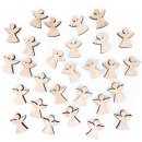 28 Mini Engel aus Holz natur braun 4 cm - Vintage Streudeko Schutzengel kleine Figuren zum Streuen