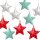 9 bunte Sternanhänger rot grau türkis 5 cm - Sterne zum Aufhängen aus Metall