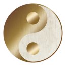 Wandbild Yin und Yang silber gold 31 cm - Wanddeko spirituelles Symbol Türschild