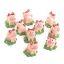 10 kleine Gl&uuml;cksschwein Figuren auf Kleeblatt - 3,5...