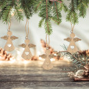 24 kleine Engel Weihnachtsanh&auml;nger aus Holz natur...