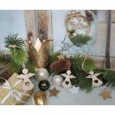 24 kleine Engel Weihnachtsanh&auml;nger aus Holz natur gold - nat&uuml;rliche Weihnachtsdeko zum Aufh&auml;ngen