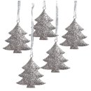 Weihnachtsbaum Anhänger in silber glitzernd  - 7 cm...