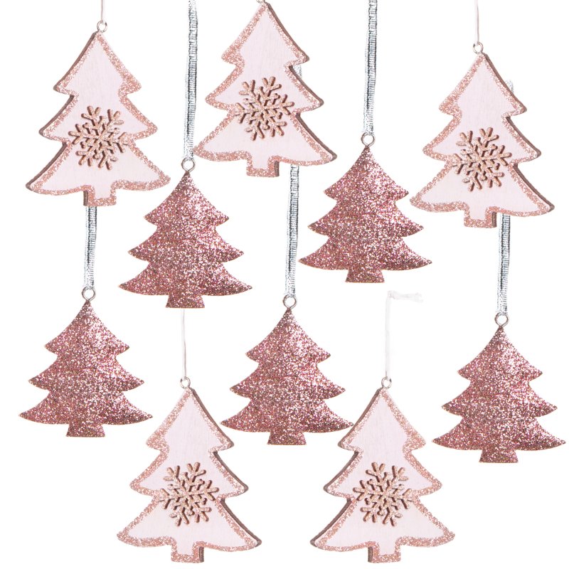 Anhänger rosa 10 glitzernd - pink weihnachtliche Christbaumanhänger a