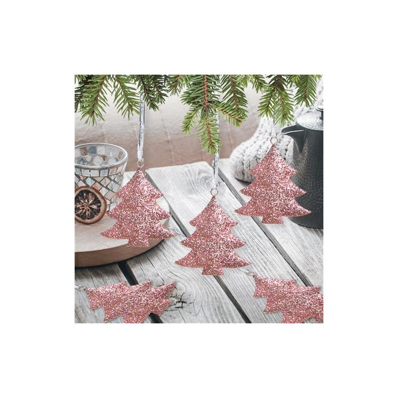 10 weihnachtliche Anhänger rosa glitzernd - Christbaumanhänger a pink