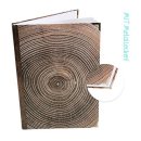 XXL Notizbuch A4 blanko mit leeren Seiten dunkelbraun JAHRESRINGE Holz - mit Metallecken