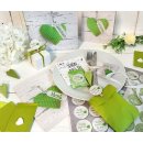 Dankesaufkleber rund - 4 cm - weiß grau mit grünem Herz Hochzeit Kommunion Geburtstagspräsent