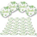 Dankessticker rund - 4 cm - grün weiß Floralmuster Mitarbeitergeschenk Taufe Danksagungskarten