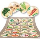 Küchensticker rund - 4 cm - Gemüse Motiv Aquarelllook mehrfarbig Zierde Kochbuchverzierung