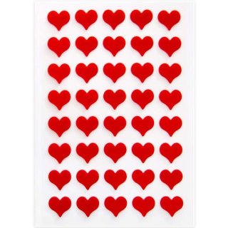 Filzherzen rot - 1,4 cm - selbstklebend - kleine Herz Aufkleber als Deko & Geschenkaufkleber 80 Aufkleber / 2 Bögen