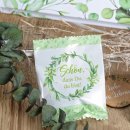 Gummibärchen Päckchen grün weiß floral Schön, dass du da bist - Hochzeitsdeko Süßigkeit