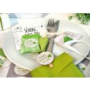 Gummibärchen Päckchen Schön, dass du da bist - grün weiß mit Herz - Süßigkeit Snack Give-Away