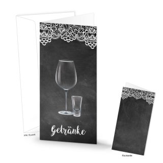 Getränkekarte schwarz weiß zum Bedrucken & Beschriften - Barkarte Getränke Karte Bar