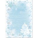 Weihnachtsbriefpapier blau wei&szlig; - weihnachtliches...