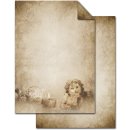 Weihnachtsbriefpapier mit Engel Motiv DIN A4 vintage beige braun - Nostalgie Briefpapier