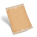 Briefpapier in Kraftpapier-Optik bedruckt mit Spitze braun wei&szlig; DIN A4 - Einladungspapier Hochzeit 100 Blatt