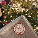 Weihnachtssticker Frohes Fest rot wei&szlig; gr&uuml;n &Oslash; 4 cm