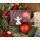 Schneeflockenaufkleber rot weiß 4 cm rund - Schneeflocke zum Kleben - Weihnachtssticker