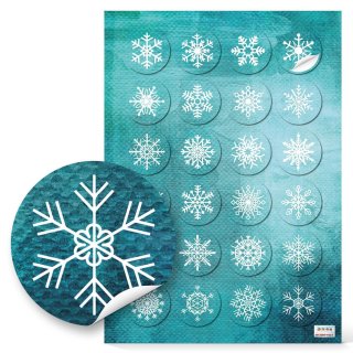 Schneeflocken Sticker türkis weiß 4 cm Winter Aufkleber
