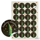 Sticker Wunderbare Weihnachten schwarz wei&szlig; gr&uuml;n - 4 cm rund - mit Tannenbaum
