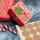 Aufkleber Schöne Weihnachten  - rund 4 cm - Kraftpapieroptik rot Weihnachtsverpackung Dekoration
