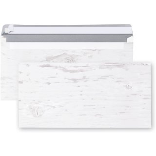 Briefumschläge in Holzoptik weiß grau - Kuvert DIN lang 22 x 11 cm  10 Stück