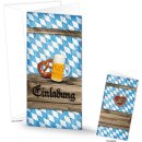 Einladungskarte im bayerischen Stil blau weiß Rautenmuster EINLADUNG 21 x 10,5 cm Bayern Oktoberfest Deko