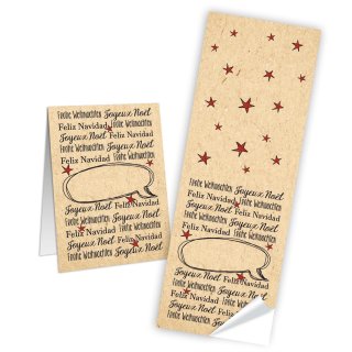 Frohe Weihnachten Aufkleber  - 5 x 14,8 cm - rot beige natur Etiketten Geschenkaufkleber Papiertüten