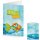 Bunte Men&uuml;karten orange blau t&uuml;rkis mit Regenbogenfisch - Speisekarte Taufe Kommunion