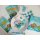 Bunte Men&uuml;karten orange blau t&uuml;rkis mit Regenbogenfisch - Speisekarte Taufe Kommunion 50 St&uuml;ck