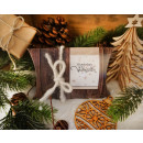 Wunderbare Weihnachten Geschenkaufkleber eckig - 5 x 14,8 cm - lang weiß beige gold Sterne Weihnachtsverpackung