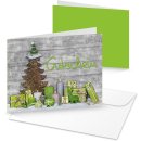 Weihnachtsgutscheine gr&uuml;n grau Geschenk Gutschein Einkaufsgutschein zum Beschriften Kundengutschein