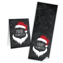 Frohe Weihnachten Aufkleber wei&szlig; schwarz Weihnachtsmann 7,2 x 21 cm Sticker Weihnachtspr&auml;sent Nikolaus