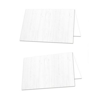Tischkarte 8,5 x 5,5 cm helle Holzoptik neutral wei&szlig; Blanko K&auml;rtchen zum Beschriften