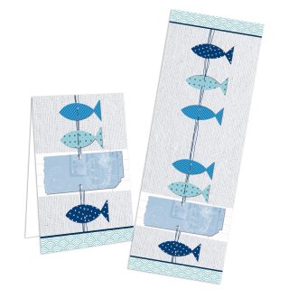Fische Aufkleber blau maritim 5 x 14,8 cm für Taufe & Kommunion