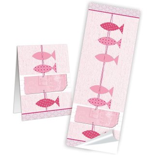 Fische Aufkleber rosa pink 5 x 14,8 Geschenkaufkleber Kommunion Taufe