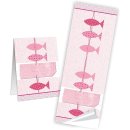 Maritime Aufkleber rosa rot - 5 x 14,8 cm - Fische beschreibbar M&auml;dchen Geburtstag Gastgeschenk