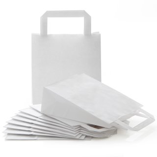 Papiertüte weiß mit Henkel & Boden 18 x 8 x 22 cm - Geschenkverpackung aus Papier