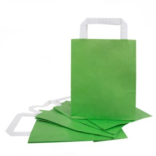 Grüne Papiertüten mit Henkel und Boden 18 x 22 x 8 cm - Geschenkverpackung hellgrün 10 Stück