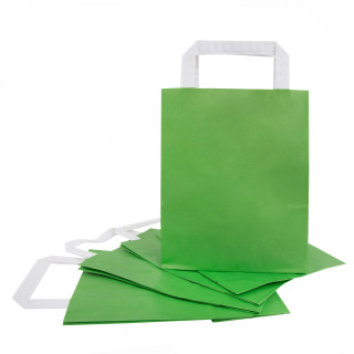 Grüne Papiertüten mit Henkel und Boden 18 x 22 x 8 cm - Geschenkverpackung hellgrün 25 Stück