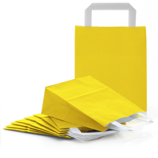 Gelbe Papiertüte mit Henkel & Boden 18 x 22 x 8 cm als Verpackung an Ostern Geburtstag 10 Stück