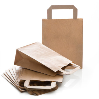 Tasche mit Henkel & Boden 18 x 22 x 8 cm aus Kraftpapier braun als Verpackung 10 Stück