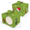 Kleine Weihnachtsschachtel 8 x 6,5 x 5,5 cm gr&uuml;n zum Beschriften &amp; Geschenke weihnachtlich verpacken