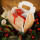Weihnachtsschachtel FROHES FEST braun rot 9 x 12 x 6 cm mit Tragegriff - weihnachtliche Verpackung