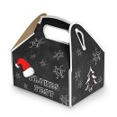 Weihnachtliche Geschenkbox schwarz weiß FROHES FEST Weihnachtsschachtel 9 x 12 x 6 cm