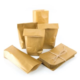 Goldene Papier-Kreuzbodenbeutel (9 x 15 x 3,5 cm) - kleine Geschenkverpackung 25 Stück