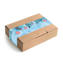 Lange Aufkleber in 5 x 42 cm blau rot mit Kugeln & Tannenzweigen - für Tüten & Geschenkverpackungen